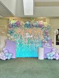 Iridescent “frozen” blue sequin wall