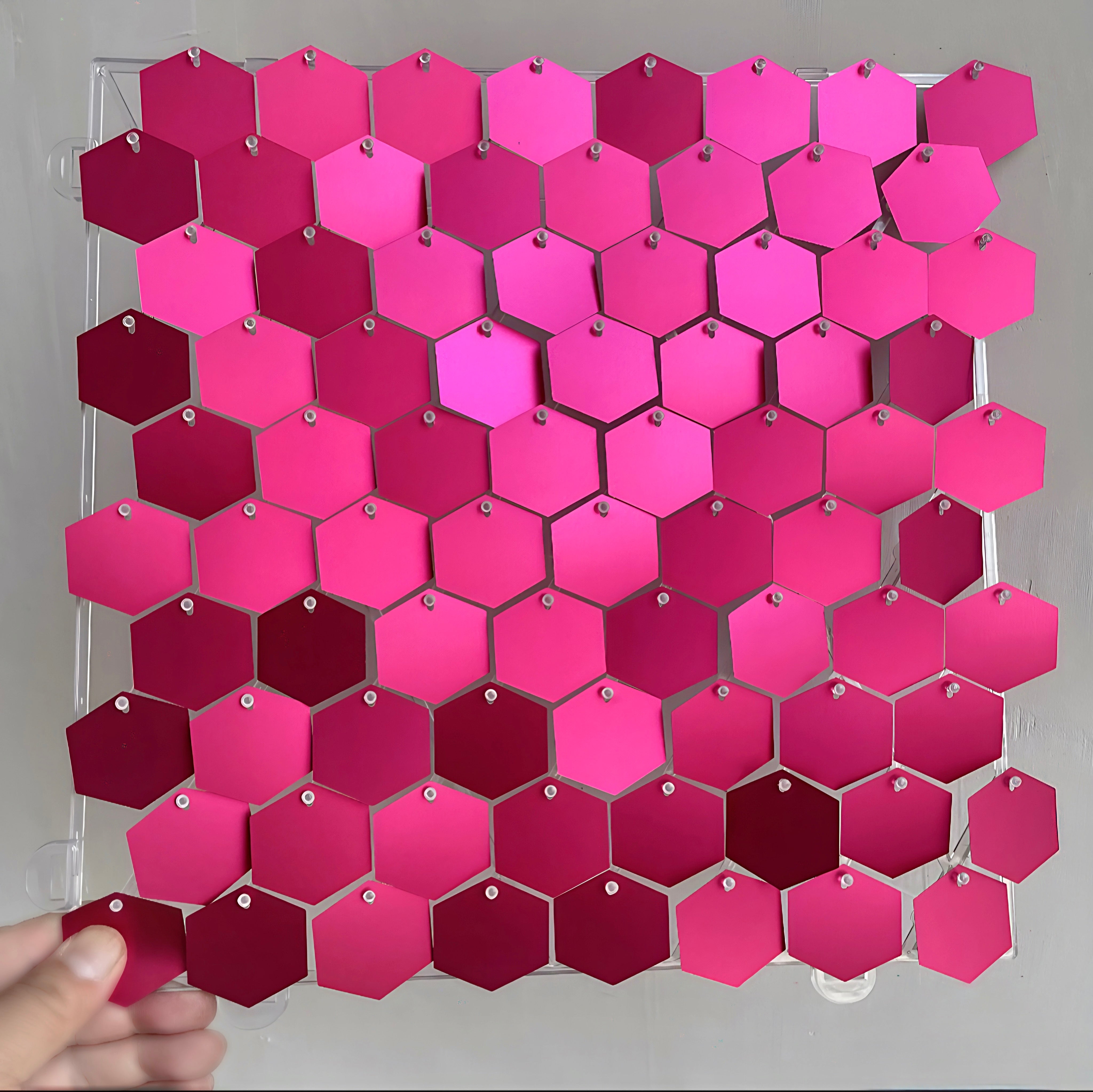 Raspberry Sequins New raspberry mirror hexagonal sequin wall