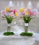 2x Giant tulip bunch with ribbon and moss carpet