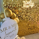 Gold mirror sequin wall