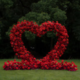 Red rose heart floral arch freestanding