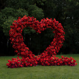 Red rose heart floral arch freestanding