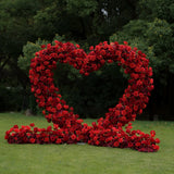 Red rose heart floral arch freestanding