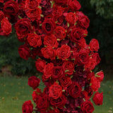 Red rose heart floral arch freestanding