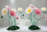 Pair of Giant flower set with paper grass