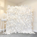 Handmade luxury white cloth back feather wall backdrop for weddings and events by Supply My Events
