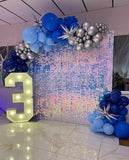 Iridescent “frozen” blue sequin wall