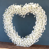 White rose floral arch heart shape freestanding